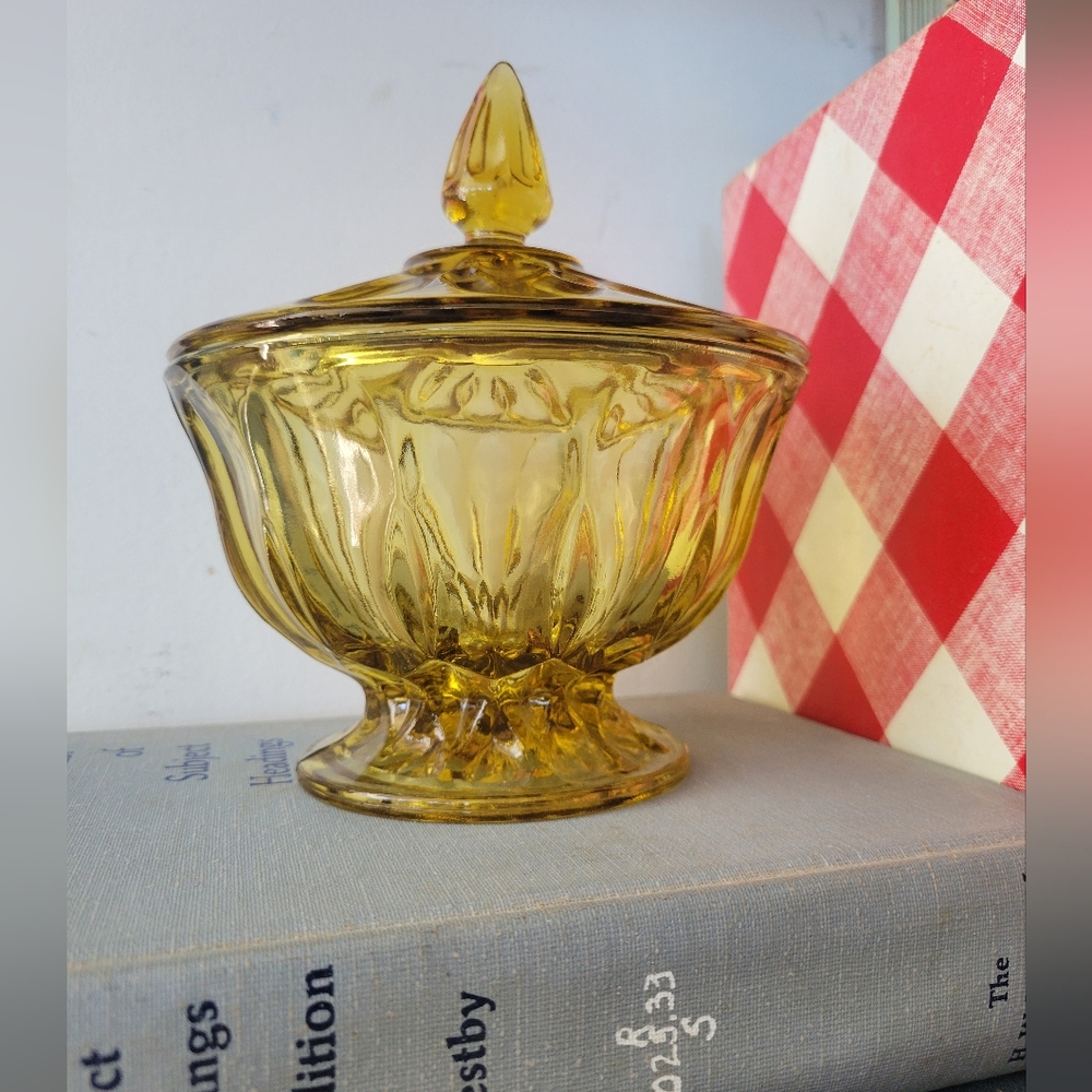 Vintage Yellow Indiana Glass Candy Dish